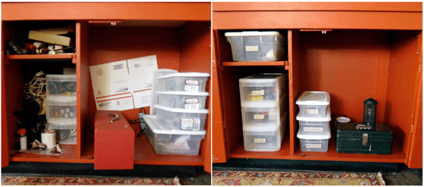 Utility Cabinet Before (left) and After (right).