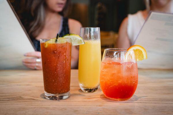 Brunch Cocktails: Bloody Mary, Mimosa, Osteria Spritz