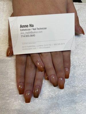 Ombré gel powder on natural nails