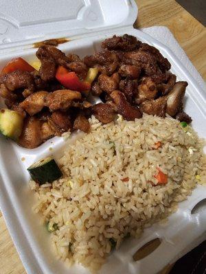 Kung Pao chicken, teriyaki chicken, fried rice