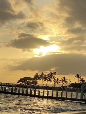 Sunset as viewed from Hale Koa's Waikiki beach front.