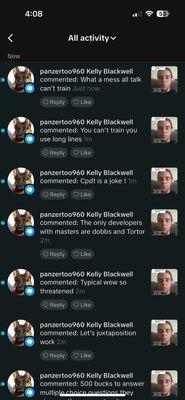 Here is her spamming my comments before I blocked her.