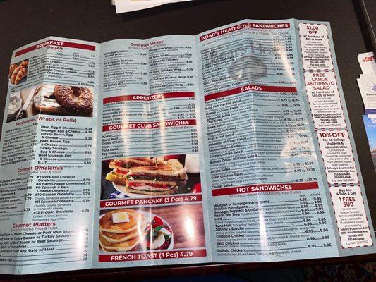 Inside of menu.