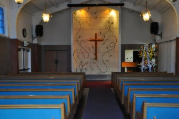 Main Chapel. The chapel can be customized for Catholic, Christian, Buddhist and Atheist services.