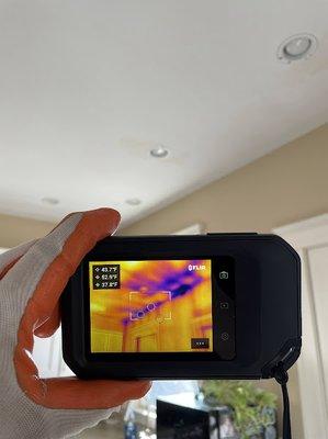 Thermal imaging for leak detection and determine water damaged areas