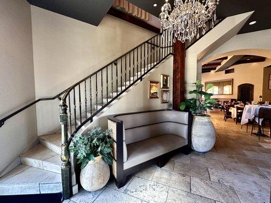 Staircase to the Atrium our private dining room located on second floor.