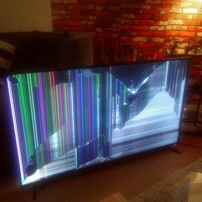 My tv fell and hit the coffee table. The screen didn't crack. But When I turn on my tv. All I see is lines... I have a Westinghouse 55 inch