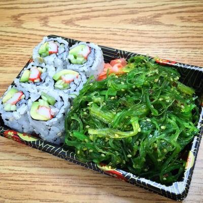 California roll and seaweed salad