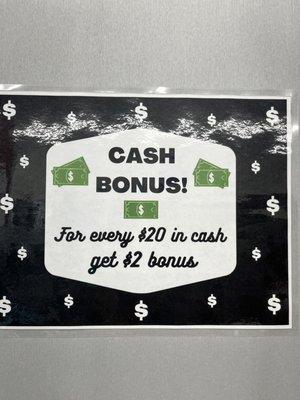 Cash bonus