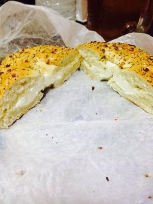 Everything bagel with cream cheese