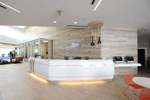 Reception Desk inspired by a classic Hobie surfboard