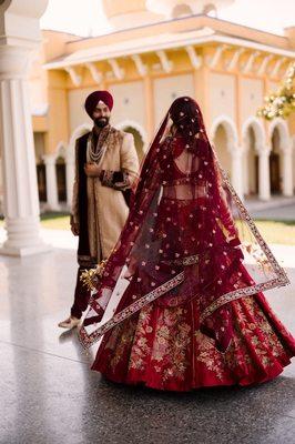 Groom's outfit and birde's dupatta by Frontier Heritage