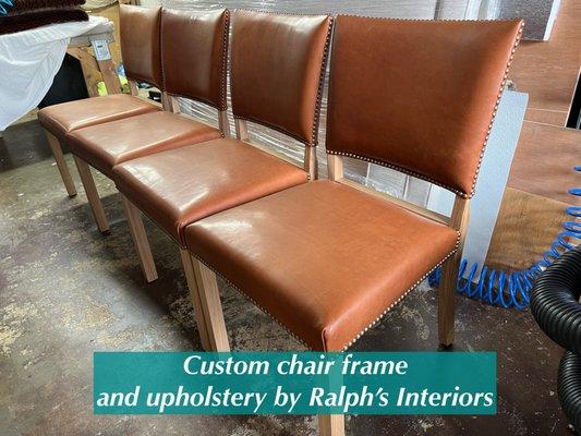 custom oak wood frame chairs with nail heads