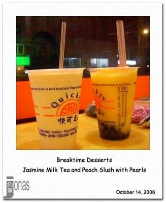 Jasmine Milk Tea and Peach Slush