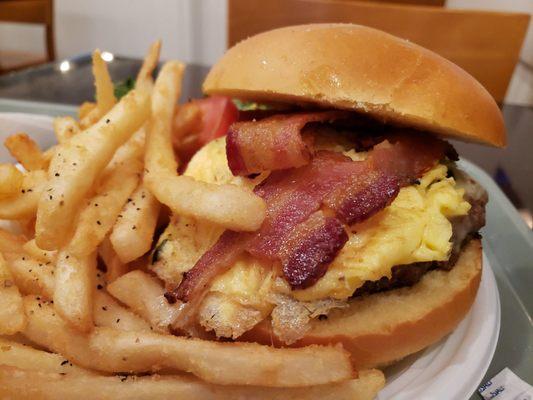 Loaded burger, today's lunch special.