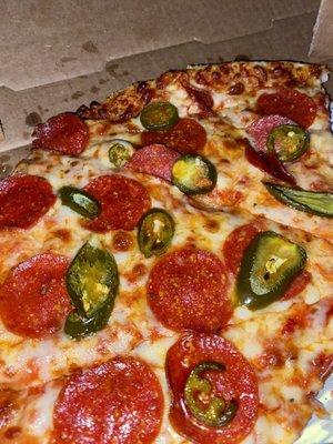 Pepperoni with jalapeños