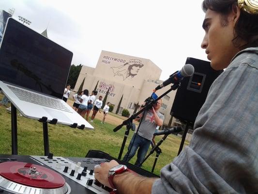 Blake Michael (DJ Blaze) at Hollywood High for the Move Your Body event