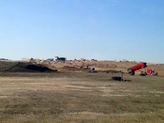 Trash heep at very top of landfill