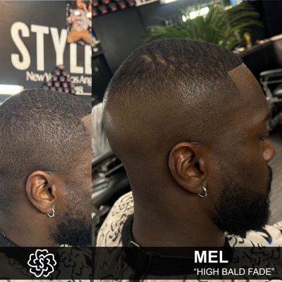 Mel crafted a sharp high bald fade, delivering a clean and modern look!