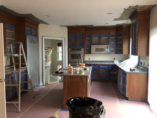 Before, During, & After Kitchen Cabinet Painting in Waltham, MA