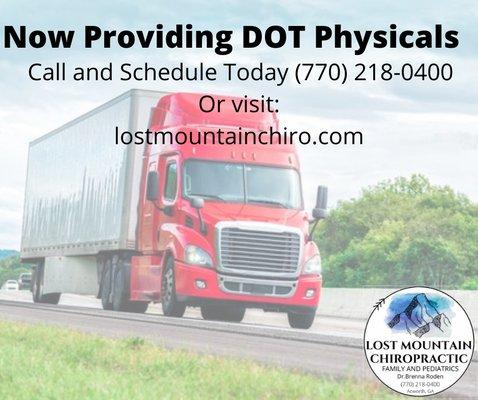 Now providing DOT Physical Examinations!