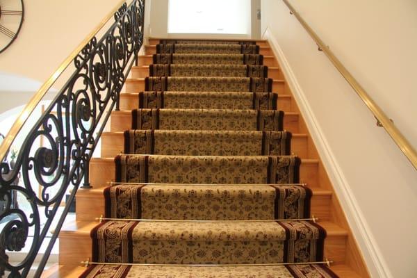 Straight Stair Runner Extra Wide made from Broadloom and Border. Hewlett, New York