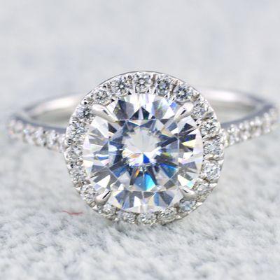 2 carat Round Diamond with a halo white gold setting