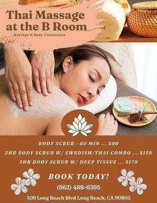 New specials for you! #BodyScrub #ThaiMassage #Massage #LongBeach