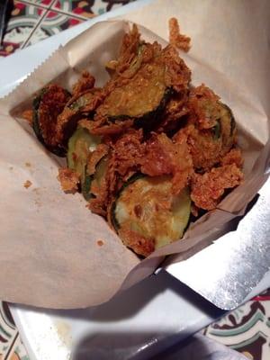 Fried pickles... Awful. Don't waste your time. It's like cucumbers and corn flakes