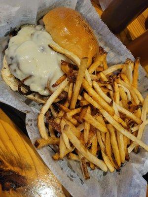 Messy mushroom burger