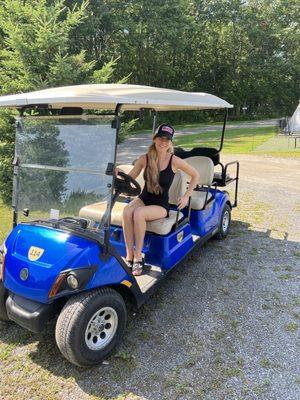 The golf cart we rented for the kids at bayleys