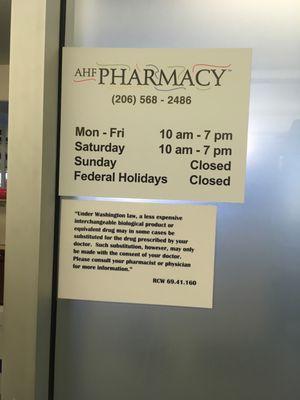 HIV Specialty pharmacy hours