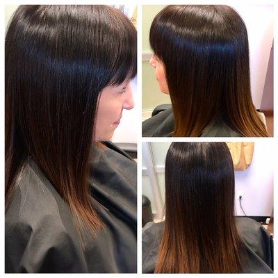 Color, cut, and keratin treatment