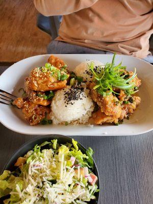 Combo plate with Chicken Karaage and Hawaiian Style Fried Chicken