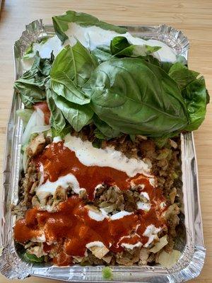 Chicken and Lamb Combo Over Rice Gyro ( added basil )