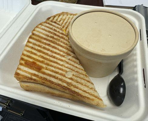 Grilled cheese sandwich with the tomato bisque lunch special. Good stuff!