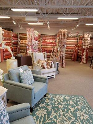 Such a beautiful store. Look at all this fabric. And the beautiful furniture.