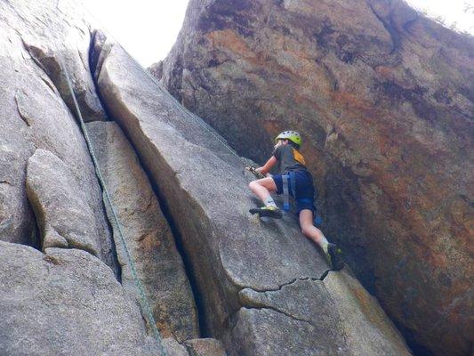 My son climbing just to the left of the bat cave!