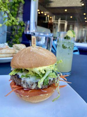 Moroccan burger and a sage mojito - perfect for a hot day!