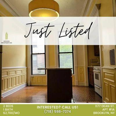 Large 2 bedrooms apt in a beautiful brownstons Townhouse on Dean st.