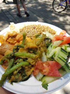 Dinner Plate(Veggie Thali and Curry Chicken)