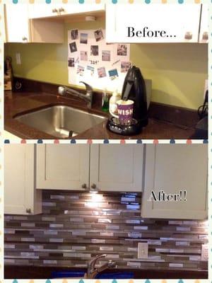 Backsplash updated with A&B tiles, gorgeous!