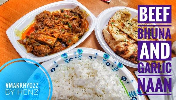 Beef Bhuna and Garlic naan