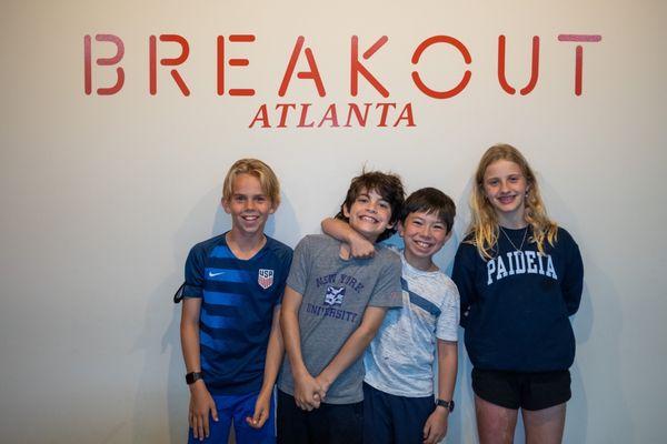 Happy kids at Breakout Room, unique idea for birthdays!