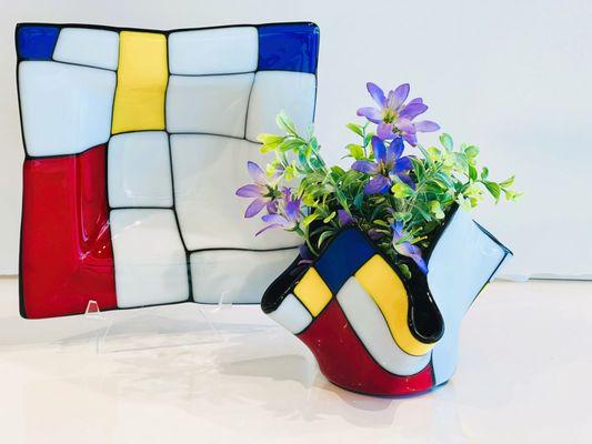 Mondrian art and glass fusion