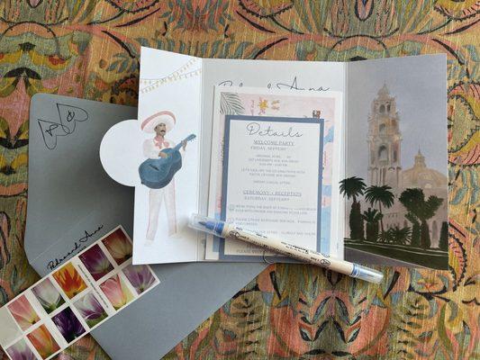 Our wedding invites + personalized stamps!