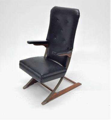 mid century modern black leather springer chair