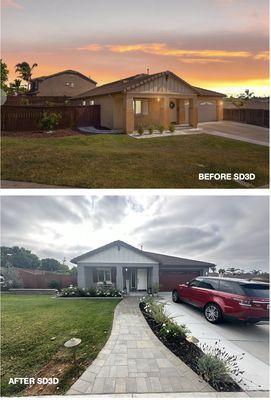 THRILLED TO HAVE COMPLETED ONE OF OUR FAVORITES! FRONT AND BACK DESIGN.
THIS FRONT YARD MAKEOVER~ PAVER ENTRY, SEAT WALL, PLANTING/LIGHTING