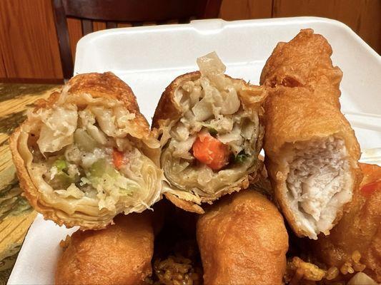 Egg Roll and Chicken Finger cross sections