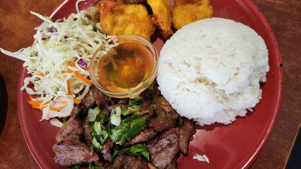 Combo bbq pork rice plate